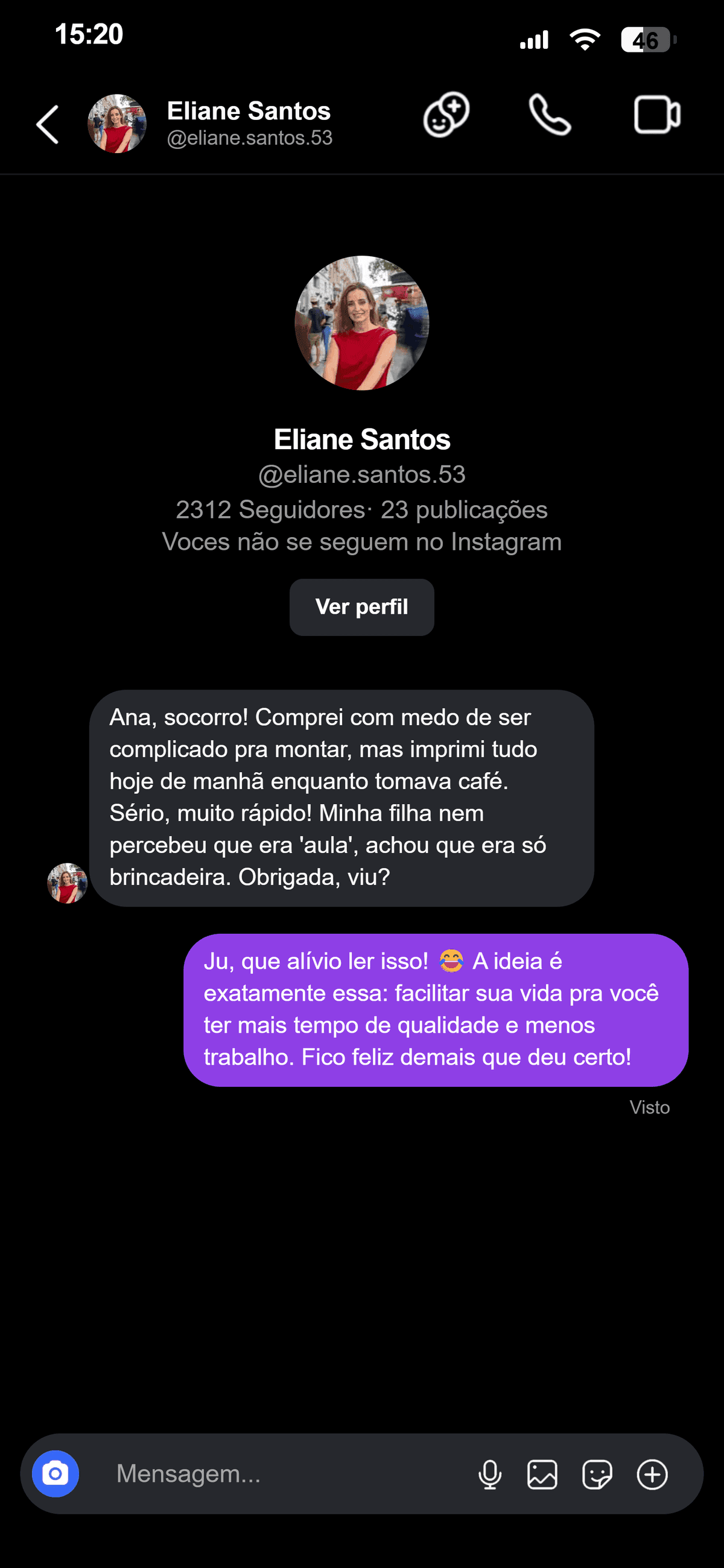 Conversa no Instagram com Eliane sobre os jogos bíblicos